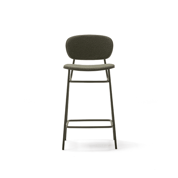 Taburete medio con asiento tapizado y respaldo tapizado de la colección Fosca