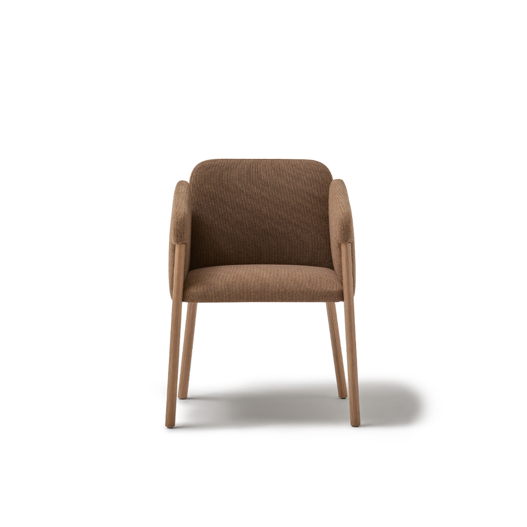 URMUS Upholstered Armchair with 4-Leg Wooden Base